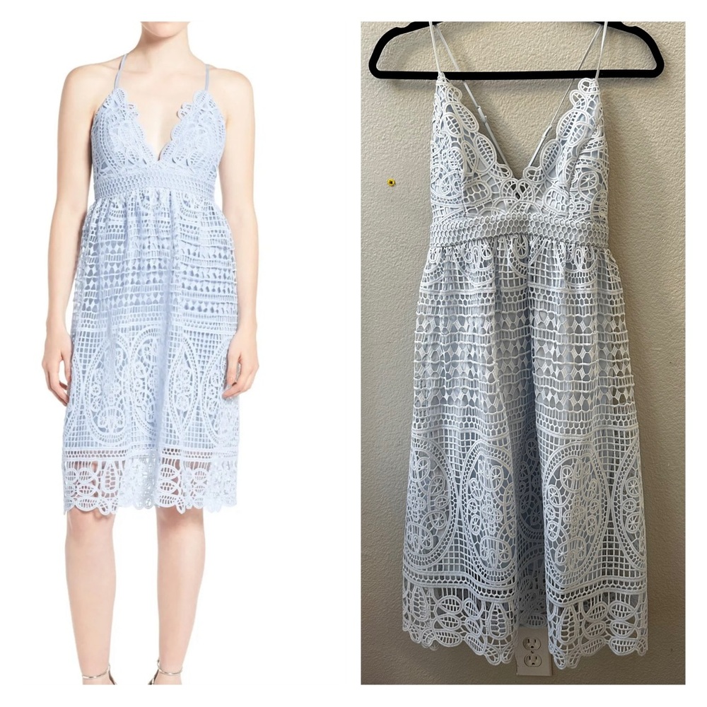 BARDOT blue lace midi Versailles Slipdress DRESS DAWN women S NWT